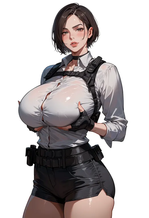 masterpiece, best quality, score_7, safe, resident evil 6, solo, simple background — by k3scat, made with ComfyUI