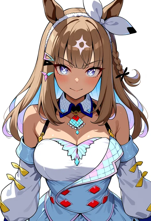 masterpiece, best quality, score_7, safe, almond eye (the changer) (umamusume), umamusume, solo, upper body… — by k3scat, made with ComfyUI