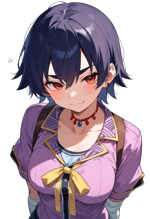 masterpiece, best quality, score_7, safe, kanbaru suruga, solo, upper body, simple background — by k3scat, made with ComfyUI
