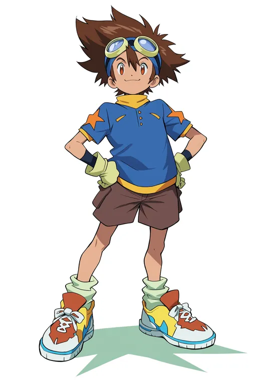 masterpiece, best quality, score_7, safe, digimon tamers, solo, simple background — by k3scat, made with ComfyUI