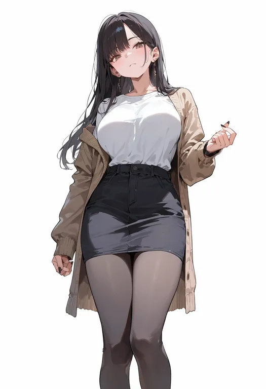 masterpiece, best quality, score_7, safe, grey pantyhose, 1girl, solo, simple background — by k3scat, made with ComfyUI
