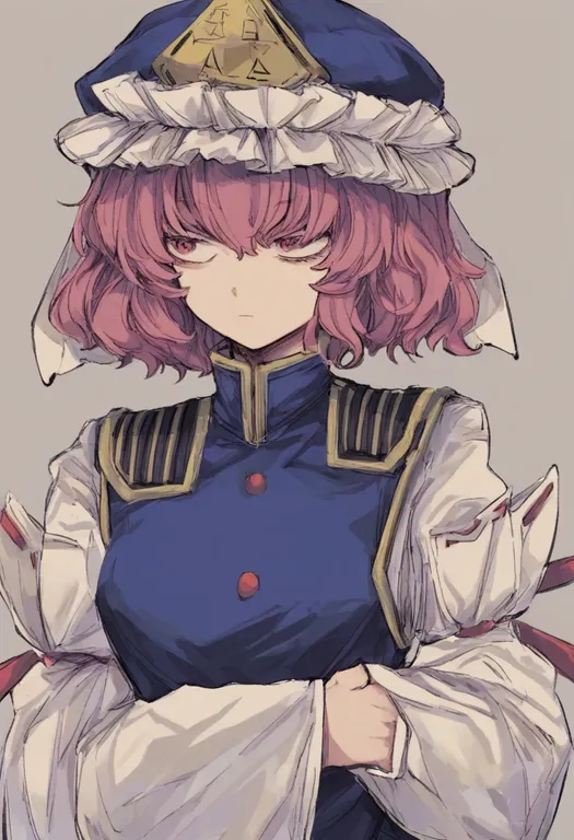masterpiece, best quality, general, frilled hat, 1girl, solo, upper body, simple background — by k3scat, made with ComfyUI