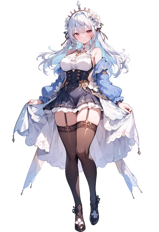 masterpiece, best quality, score_7, safe, flower knight girl, solo, simple background — by k3scat, made with ComfyUI