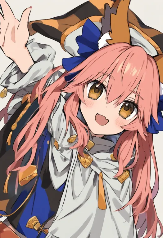 masterpiece, best quality, general, tamamo no mae (fate), fate/extra, solo, upper body, simple background — by k3scat, made with ComfyUI