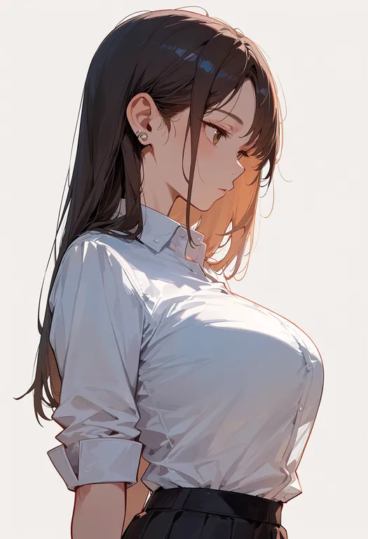 masterpiece, best quality, score_7, safe, sleeves pushed up, 1girl, solo, upper body, simple background — by k3scat, made with ComfyUI