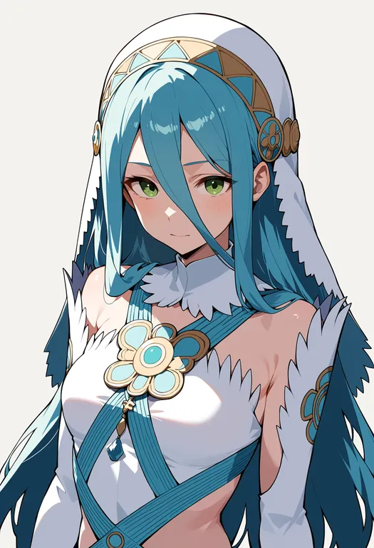masterpiece, best quality, score_7, safe, azura (fire emblem), fire emblem, solo, upper body, simple background — by k3scat, made with ComfyUI