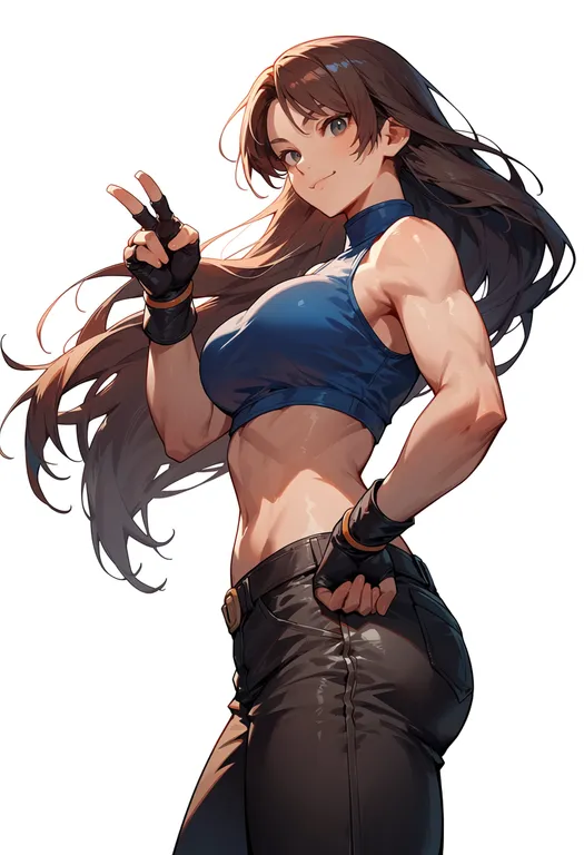 masterpiece, best quality, score_7, safe, the king of fighters 2000, solo, simple background — by k3scat, made with ComfyUI