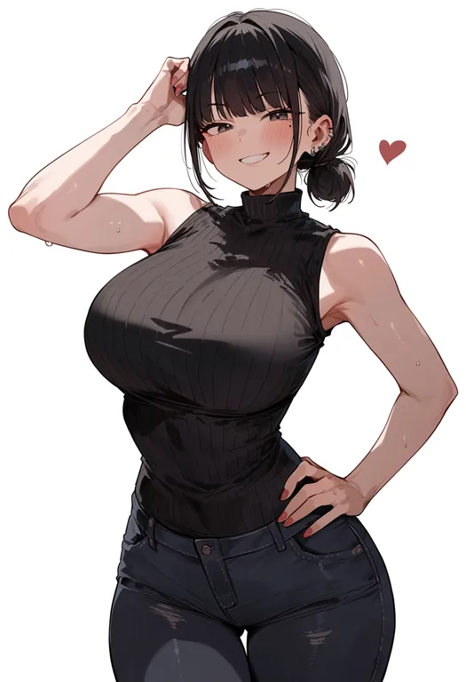 masterpiece, best quality, score_7, safe, mole, 1girl, solo, simple background — by k3scat, made with ComfyUI