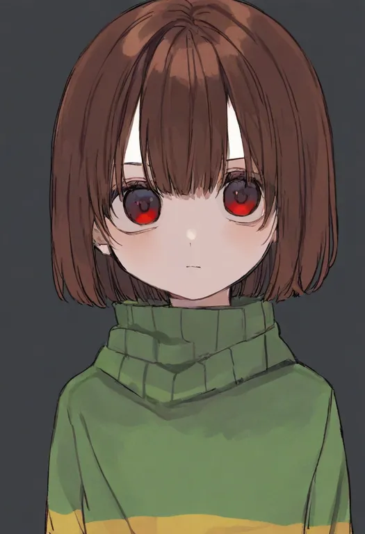 masterpiece, best quality, general, chara (undertale), undertale, solo, upper body, simple background — by k3scat, made with ComfyUI
