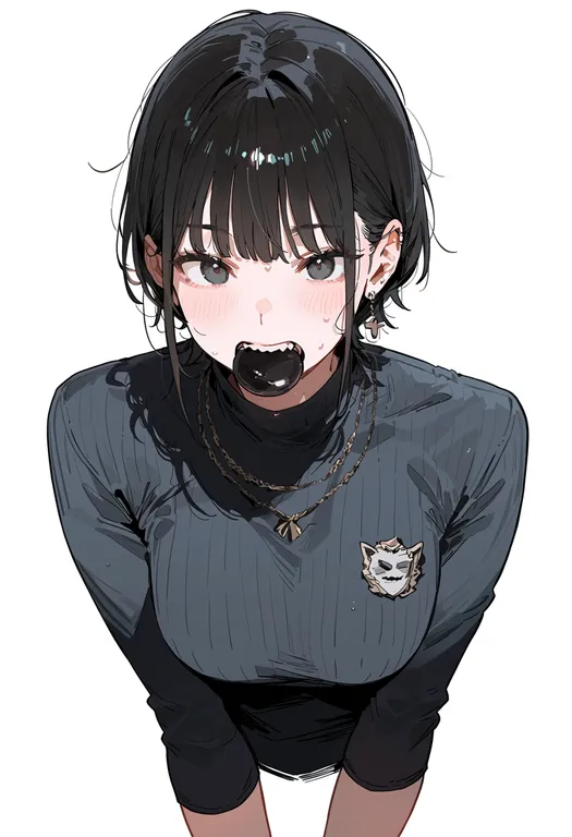 masterpiece, best quality, score_7, safe, in food, 1girl, solo, upper body, simple background — by k3scat, made with ComfyUI