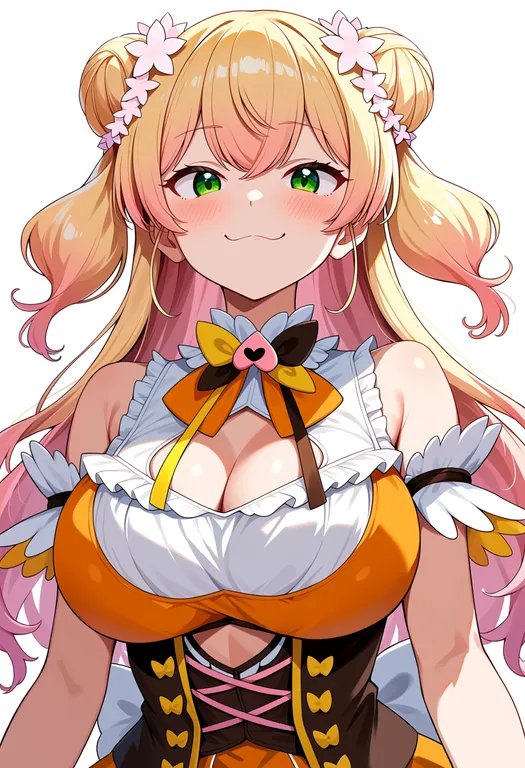 masterpiece, best quality, score_7, safe, momosuzu nene (1st costume), solo, upper body, simple background — by k3scat, made with ComfyUI