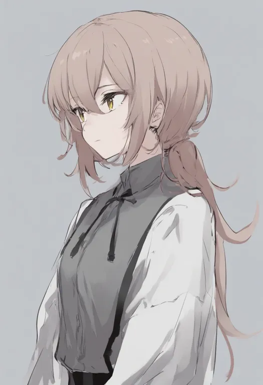 masterpiece, best quality, general, grey shirt, 1girl, solo, simple background — by k3scat, made with ComfyUI