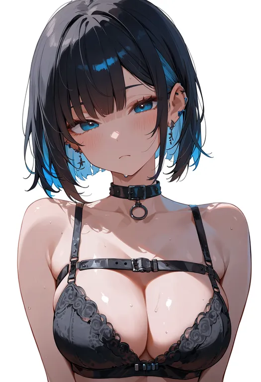 masterpiece, best quality, score_7, safe, pixiv-tan, solo, upper body, simple background — by k3scat, made with ComfyUI
