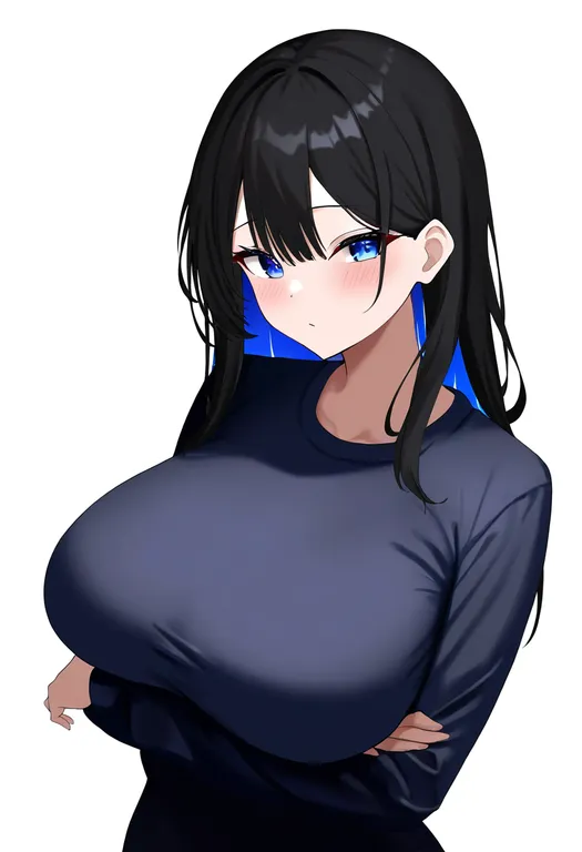masterpiece, best quality, newest, absurdres, highres, safe, breast_hold, 1girl, solo, simple_background — by k3scat, made with ComfyUI