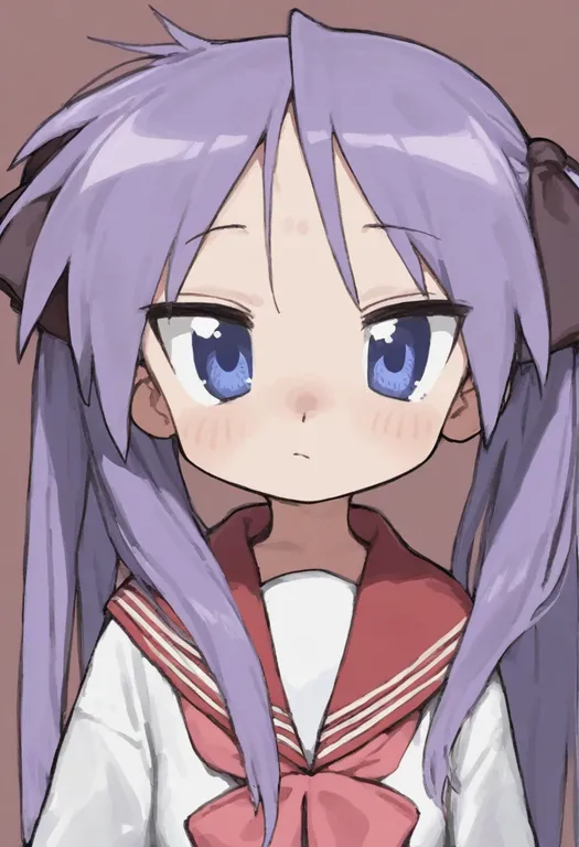 masterpiece, best quality, general, hiiragi kagami, lucky star, solo, upper body, simple background — by k3scat, made with ComfyUI