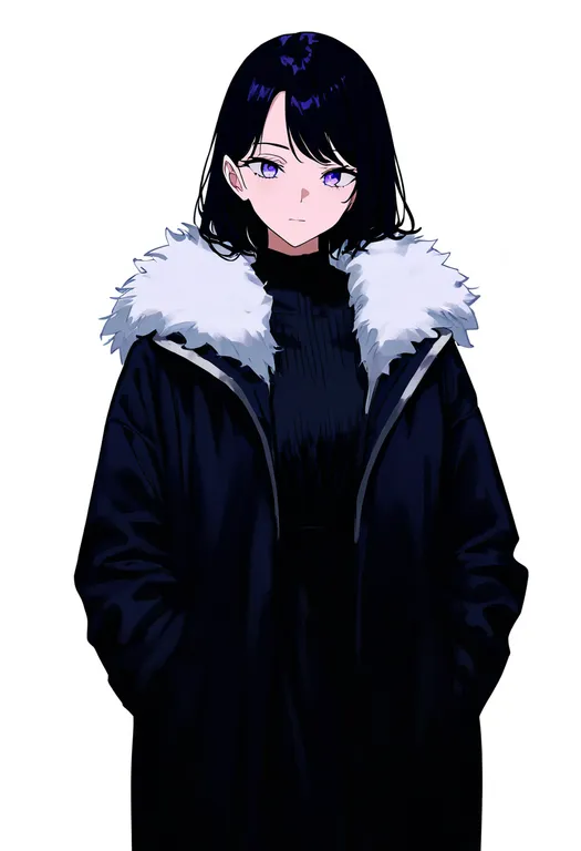 masterpiece, best quality, newest, absurdres, highres, safe, fur-trimmed_jacket, 1girl, solo, simple_background — by k3scat, made with ComfyUI