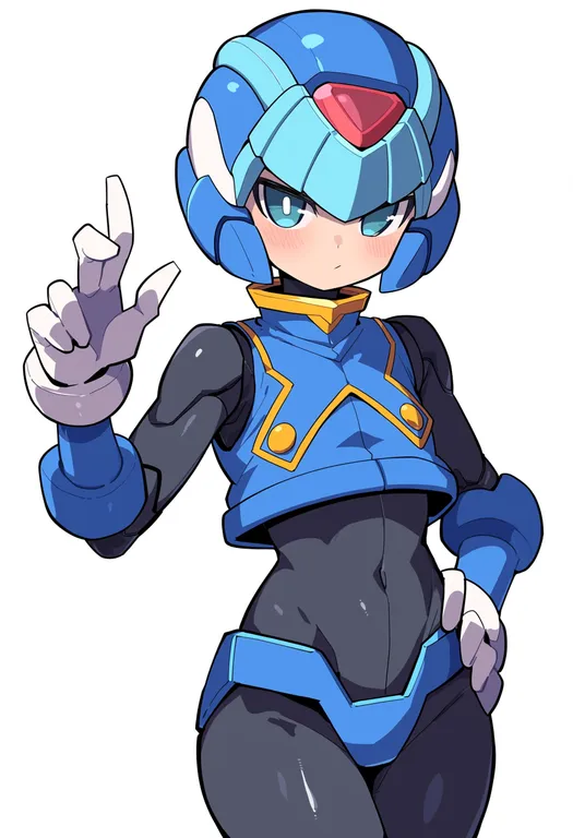 masterpiece, best quality, score_7, safe, mega man zero (series), solo, simple background — by k3scat, made with ComfyUI