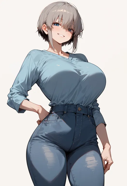 masterpiece, best quality, score_7, safe, uzaki-chan wa asobitai!, solo, simple background — by k3scat, made with ComfyUI