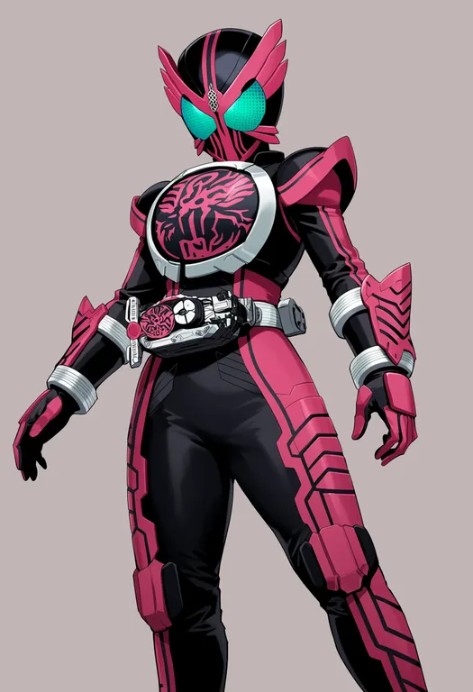 masterpiece, best quality, score_7, safe, kamen rider ooo (series), solo, simple background — by k3scat, made with ComfyUI