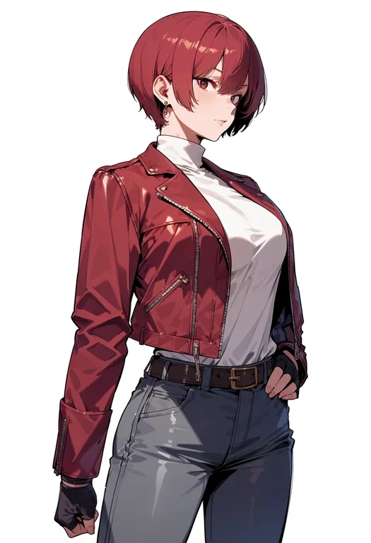 masterpiece, best quality, score_7, safe, the king of fighters, solo, simple background — by k3scat, made with ComfyUI