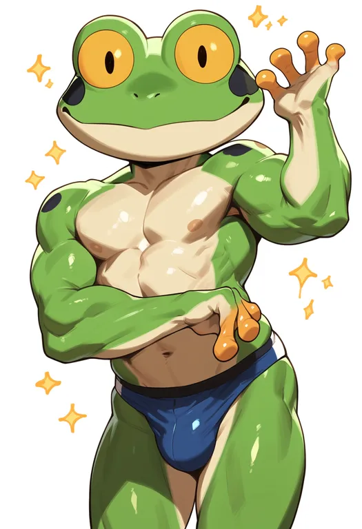 masterpiece, best quality, score_7, safe, frog boy, 1boy, solo, simple background — by k3scat, made with ComfyUI
