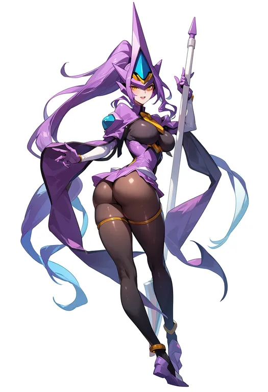 masterpiece, best quality, score_7, safe, blazblue: calamity trigger, solo, simple background — by k3scat, made with ComfyUI