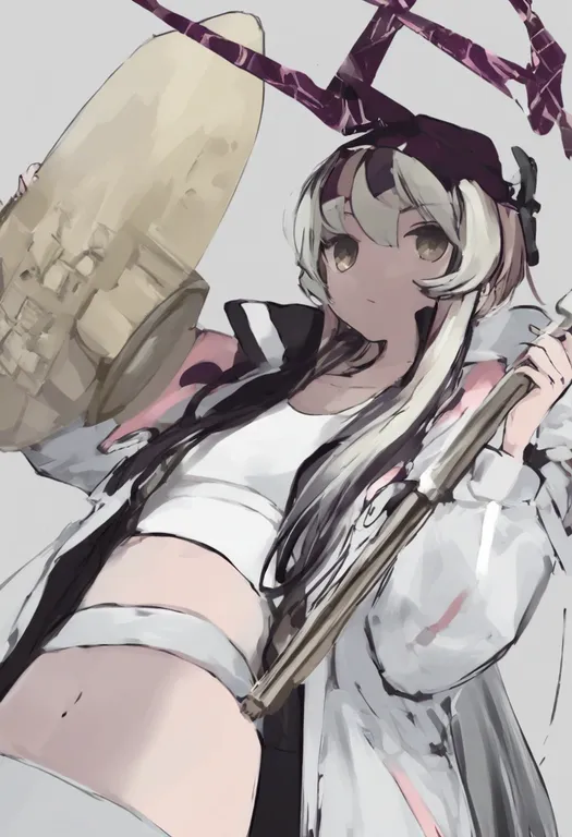 masterpiece, best quality, general, white sports bra, 1girl, solo, simple background — by k3scat, made with ComfyUI