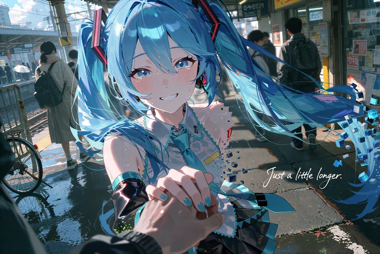 zidiusArt, --preview，@wdlnai13, wdlc48, Ani2rel, 2d anima, A first-person encounter with a blue-haired Hatsune Miku who… — by 天才美少女, made with ComfyUI