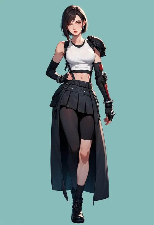 masterpiece, best quality, score_7, safe, final fantasy vii remake, solo, simple background — by k3scat, made with ComfyUI