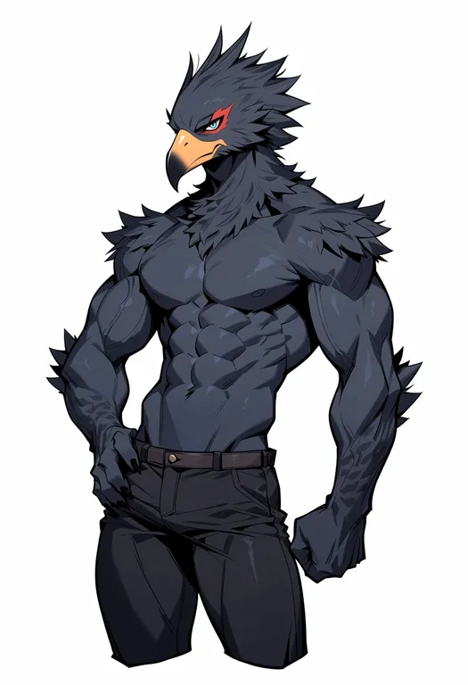masterpiece, best quality, score_7, safe, bird boy, 1boy, solo, simple background — by k3scat, made with ComfyUI