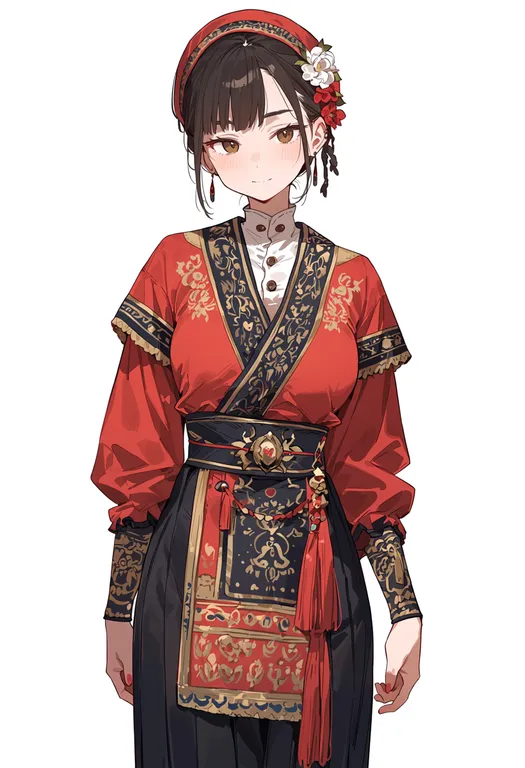 masterpiece, best quality, score_7, safe, traditional clothes, 1girl, solo, simple background — by k3scat, made with ComfyUI