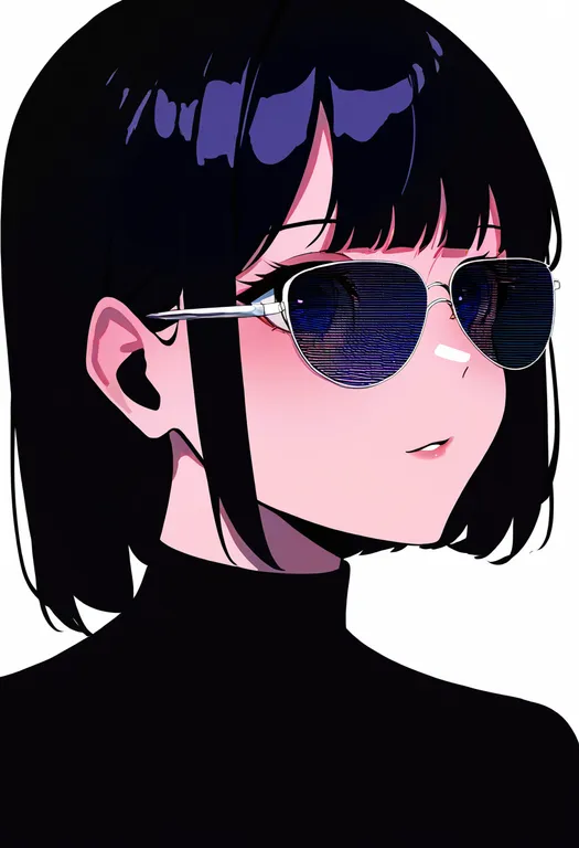 masterpiece, best quality, newest, absurdres, highres, safe, pixel_sunglasses, 1girl, solo, portrait, simple_background — by k3scat, made with ComfyUI