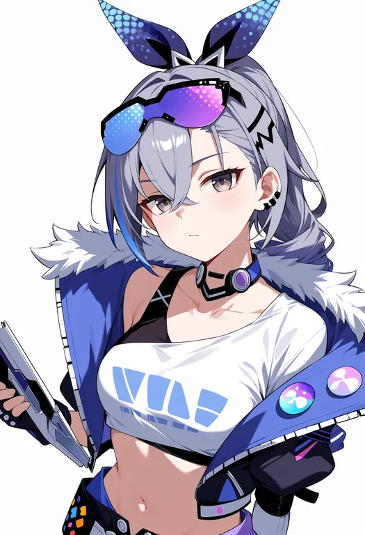 masterpiece, best quality, score_7, safe, silver wolf (lv.999) (honkai: star rail), honkai: star rail, solo, upper body, — by k3scat, made with ComfyUI