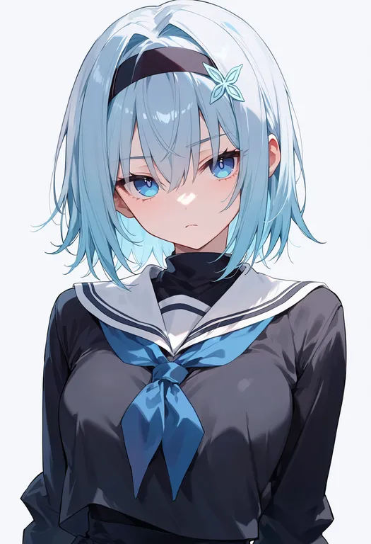 masterpiece, best quality, score_7, safe, sora ginko, solo, upper body, simple background — by k3scat, made with ComfyUI