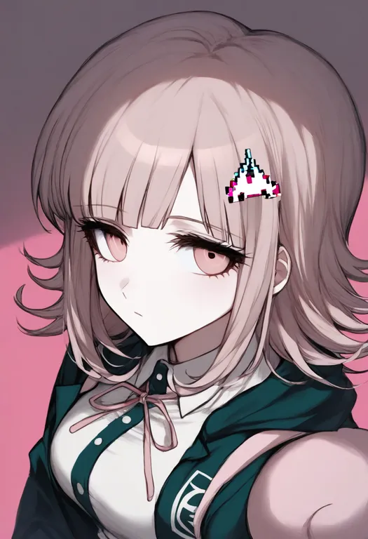 masterpiece, best quality, general, nanami chiaki, danganronpa 2: goodbye despair, solo, upper body, simple background — by k3scat, made with ComfyUI