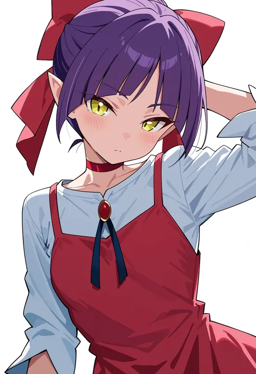masterpiece, best quality, score_7, safe, nekomusume (gegege no kitarou 6), solo, upper body, simple background — by k3scat, made with ComfyUI