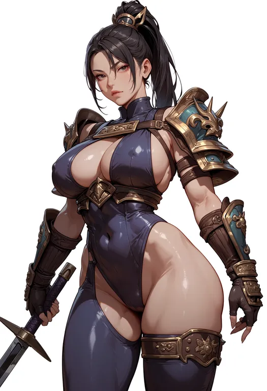 masterpiece, best quality, score_7, safe, soulcalibur, solo, simple background — by k3scat, made with ComfyUI