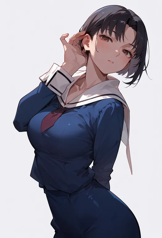 masterpiece, best quality, score_7, safe, kara no kyoukai, solo, simple background — by k3scat, made with ComfyUI