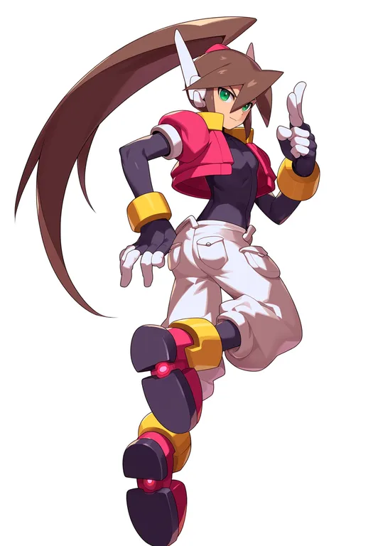 masterpiece, best quality, score_7, safe, mega man zx advent, solo, simple background — by k3scat, made with ComfyUI