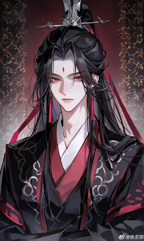 let's_draw_pretty_boys_challenge, black_hair, xiuxian:_mu_zhu_chuan, long_hair, hanfu — by 岚亦, made with ComfyUI