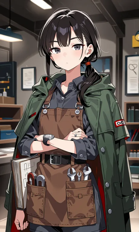 (masterpiece, best quality, ultra detailed), 1girl, solo, young female engineer, 158cm tall, slender figure… — by 1Ask1kQ, made with ComfyUI