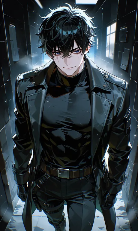 A breathtakingly handsome young man, anti-hero aesthetic, morally ambiguous. Messy black hair, sharp jawline… — by 岚亦, made with ComfyUI