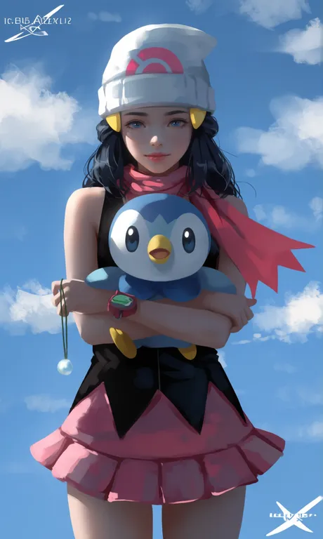 masterpiece, best quality, safe, very aesthetic, ultra detailed, @wlop, dawn_(pokemon), piplup, no text — by 🦋MiMo大王——冷太阳🍀, made with ComfyUI