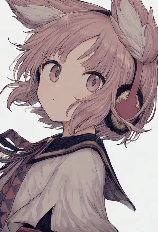 masterpiece, best quality, general, earmuffs, 1girl, solo, upper body, simple background — by k3scat, made with ComfyUI