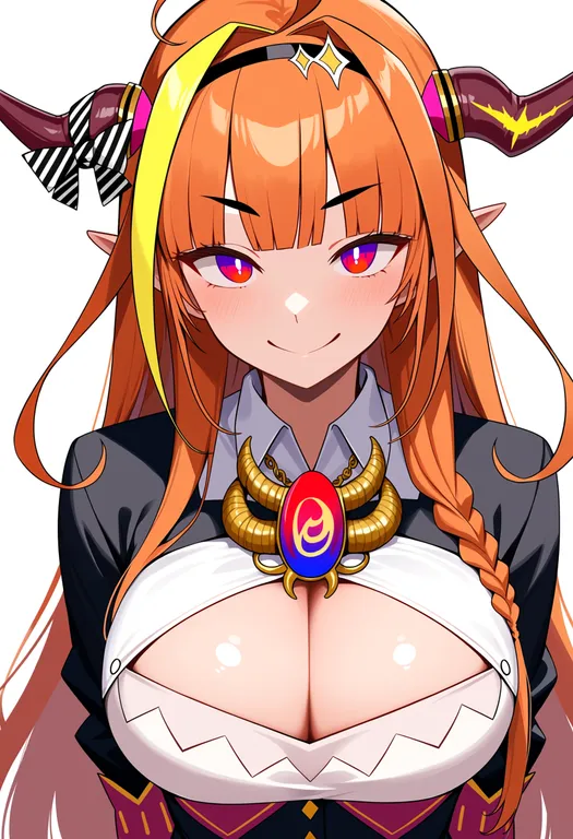masterpiece, best quality, score_7, safe, kiryu coco (1st costume), solo, upper body, simple background — by k3scat, made with ComfyUI