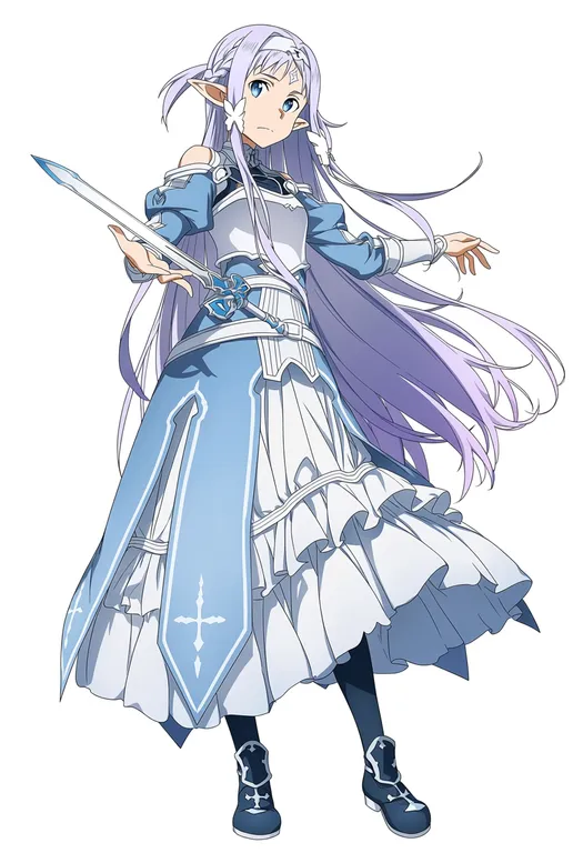masterpiece, best quality, score_7, safe, sword art online: alicization, solo, simple background — by k3scat, made with ComfyUI