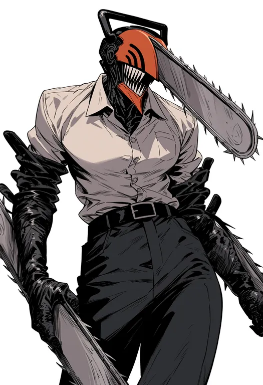 masterpiece, best quality, score_7, safe, quanxi (chainsaw man), chainsaw man, solo, upper body, simple background — by k3scat, made with ComfyUI