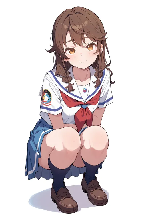 masterpiece, best quality, score_7, safe, high school fleet, solo, simple background — by k3scat, made with ComfyUI