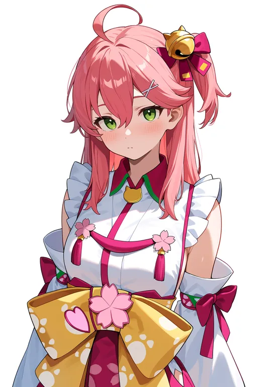 masterpiece, best quality, score_7, safe, 35p (sakura miko), solo, upper body, simple background — by k3scat, made with ComfyUI