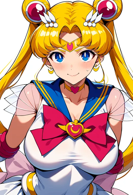 masterpiece, best quality, score_7, safe, super sailor moon, solo, upper body, simple background — by k3scat, made with ComfyUI